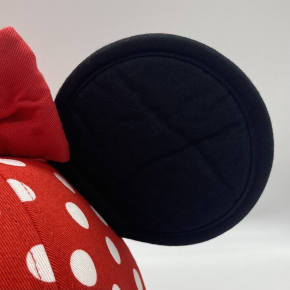 Walt Disney World Youth Size Minnie Mouse Ears Hat Black Red White Polka Dots - Picture 7 of 9